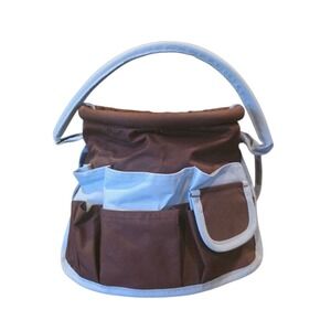 Neatnix Brown‎ Blue Tool Caddy Organizer Bag Pockets Tote Garden Craft Carry
